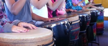 Kids playing on the DrumBus™.